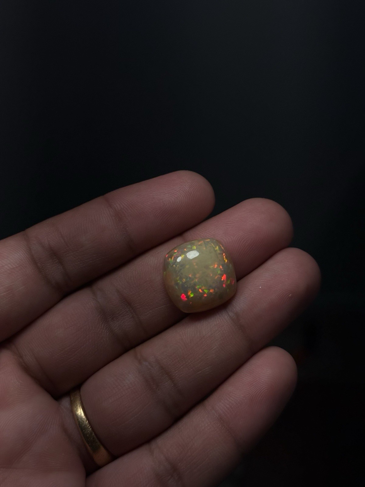 Natural Orange Opal 13.93 Ct Square Cabochon Play of Color 18.11×17.97mm IGTL
