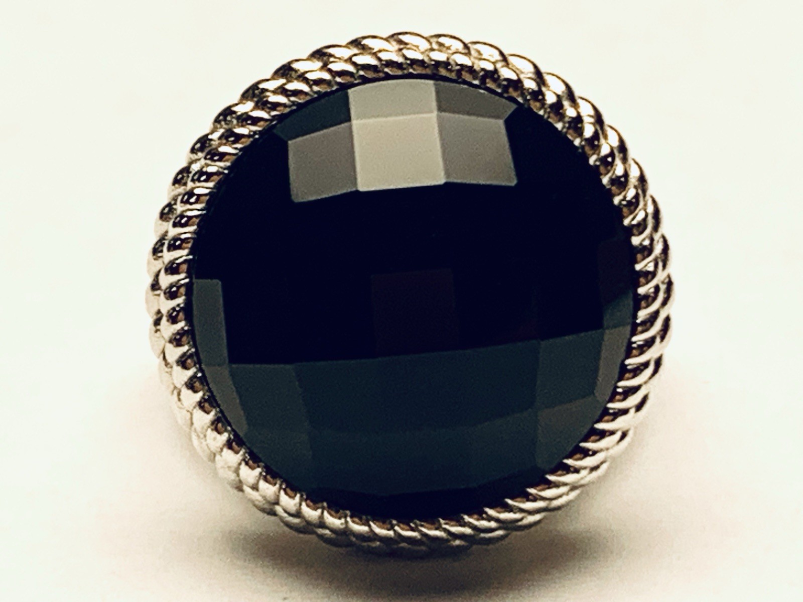 Judith Ripka 925 Sterling Sliver Black Onyx Statement Heavy Ring Sz 8