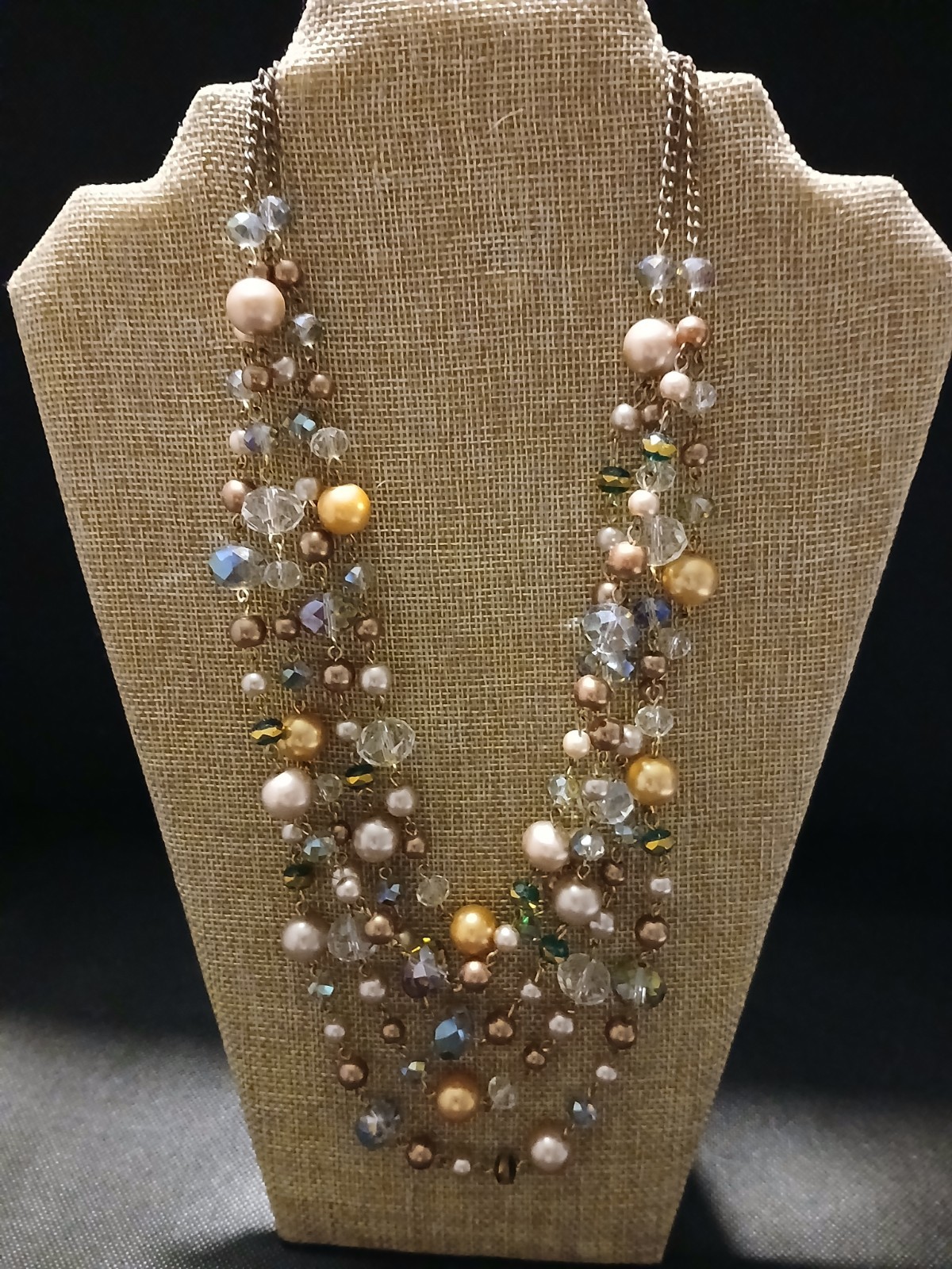 Ladies Fashion Necklace Goldtone Beaded