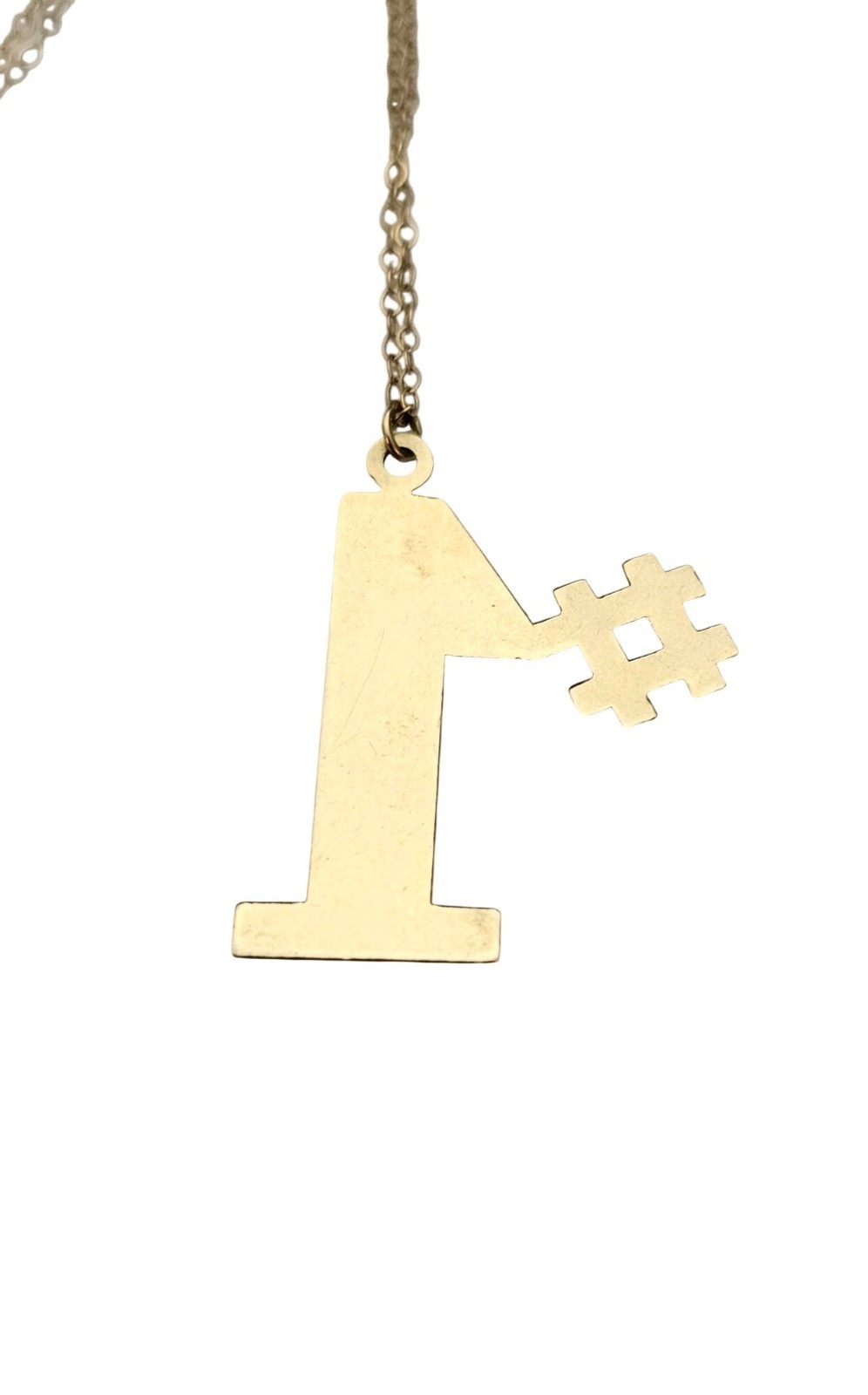 14K Yellow Gold Number One #1 Pendant Necklace, 15 Inches Chain C707