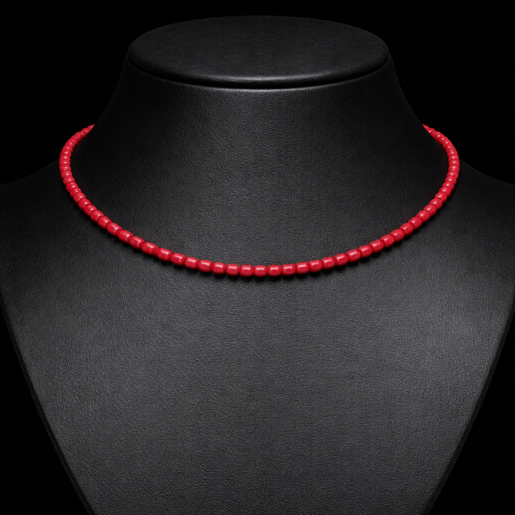 Natural Red Coral Necklace 3x5mm Rice Shape Single Strand Smooth Coral Beads