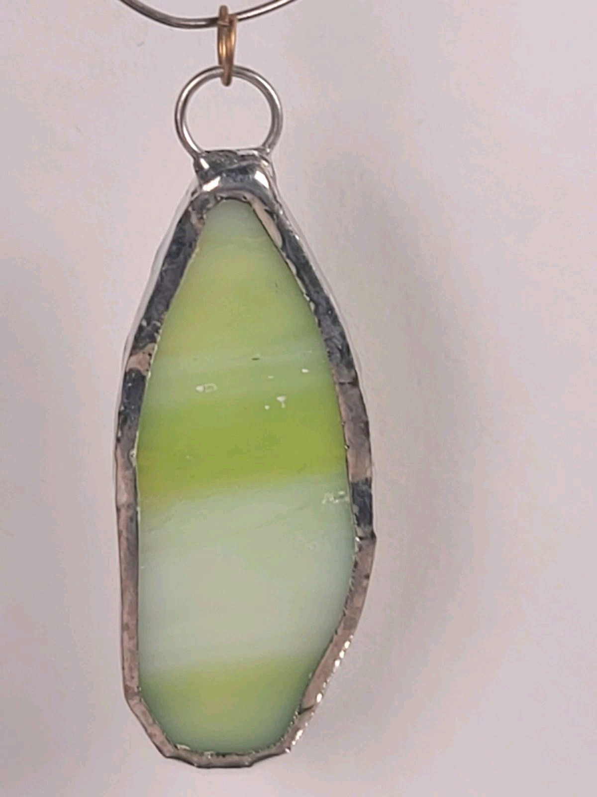 Vintage Glass Green Sea Glass Sterling Silver Dangle Pendant Handmade