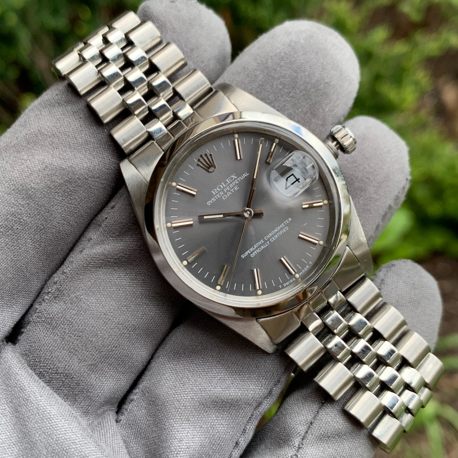 Rolex Oyster Perpetual Date Ref. 15000 Grey Dial Automatic Wristwatch