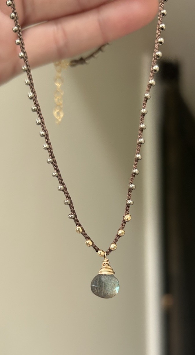 Pyrite Seed Bead Labradorite 14k Gold Filled Necklace Sundance Catalog $148
