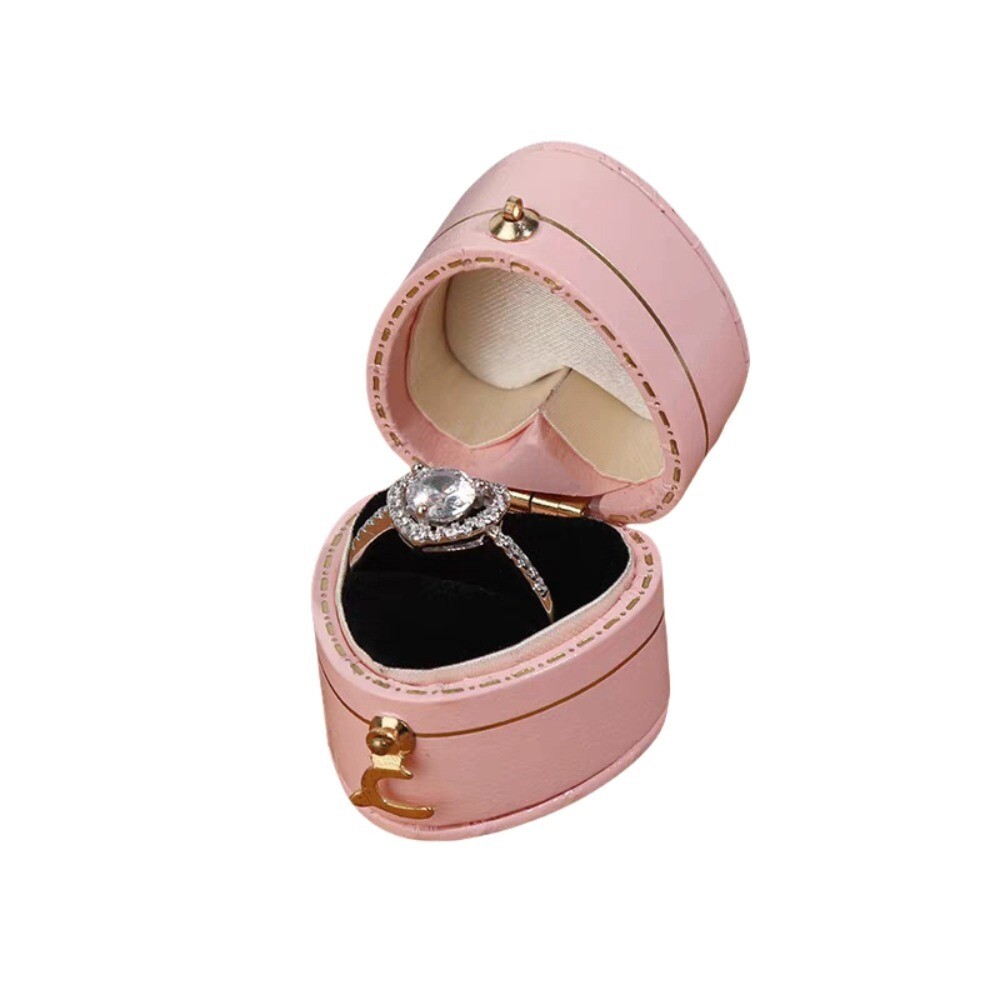 Luxury Vintage Leather Ring Boxes Engagement Wedding Ring Box Jewellery Case