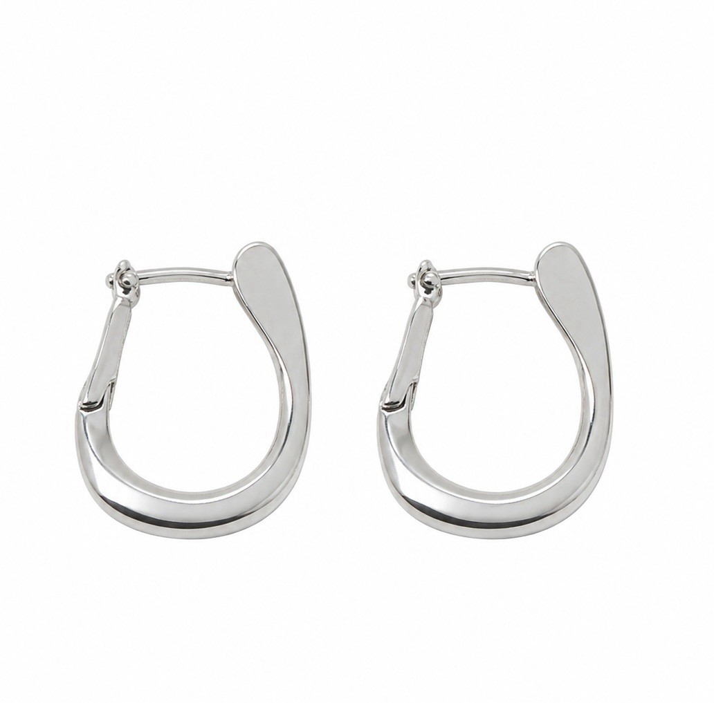 925 Silver Twisted Geometric Hoop Earrings Minimalist Sculptural Earrings A45