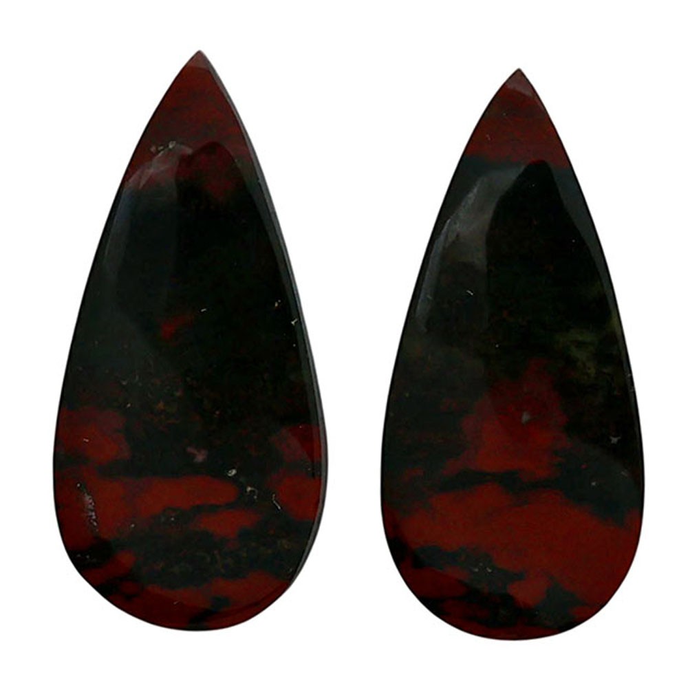 Natural Blood Stone Pair 12.3×26.3×4 mm Pear Shape Polished Gemstone LS32-06967