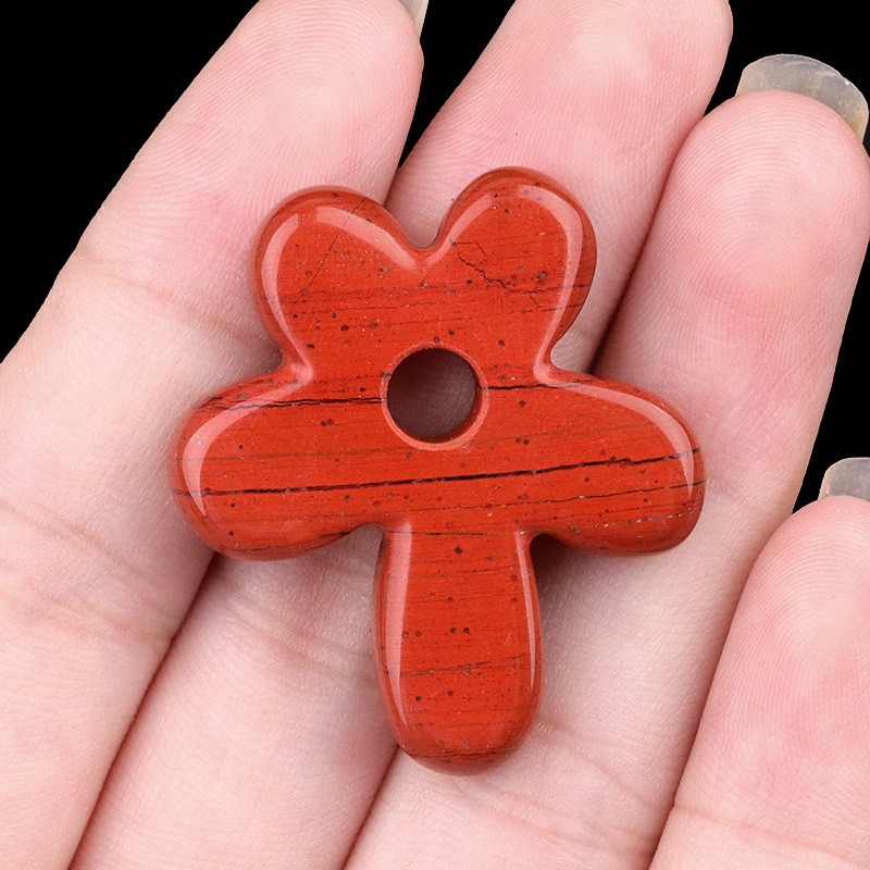 10pcs Mixed Natural Stone Hollow Flower Pendant DIY Jewelry Making 31x35mm