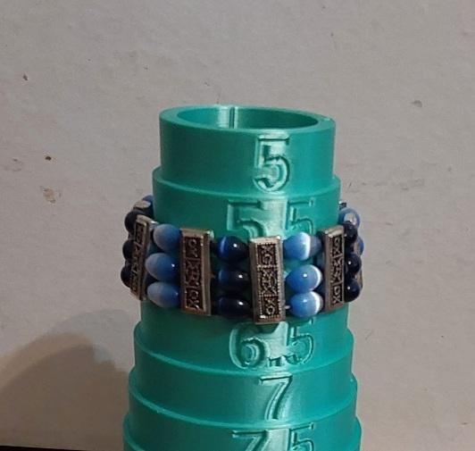 Blue beaded Silvertone Stretch Bracelet