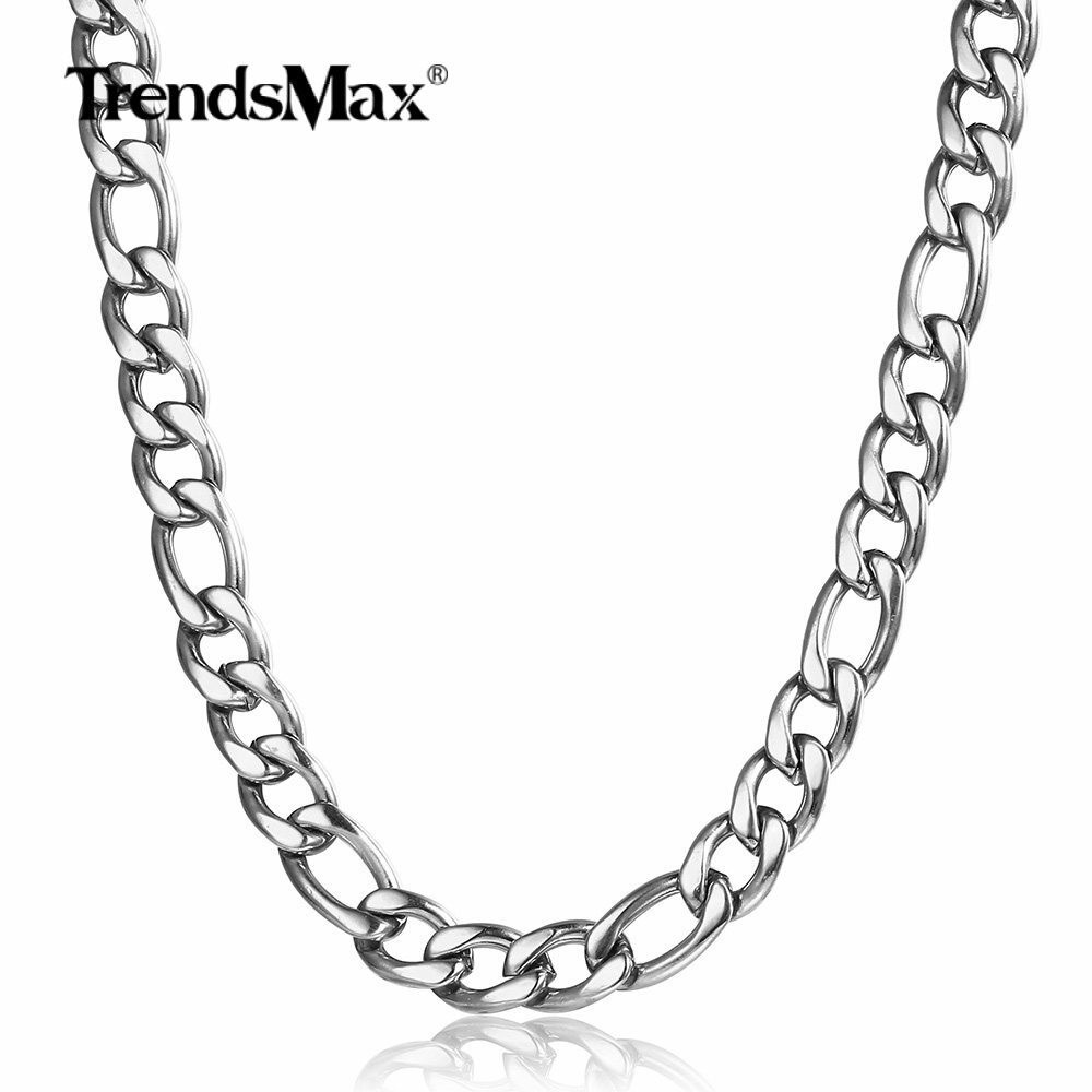 3/5/7/9mm 16-24″ Gold Plated Stainless Steel Figaro Link Necklace Chain Jewelry