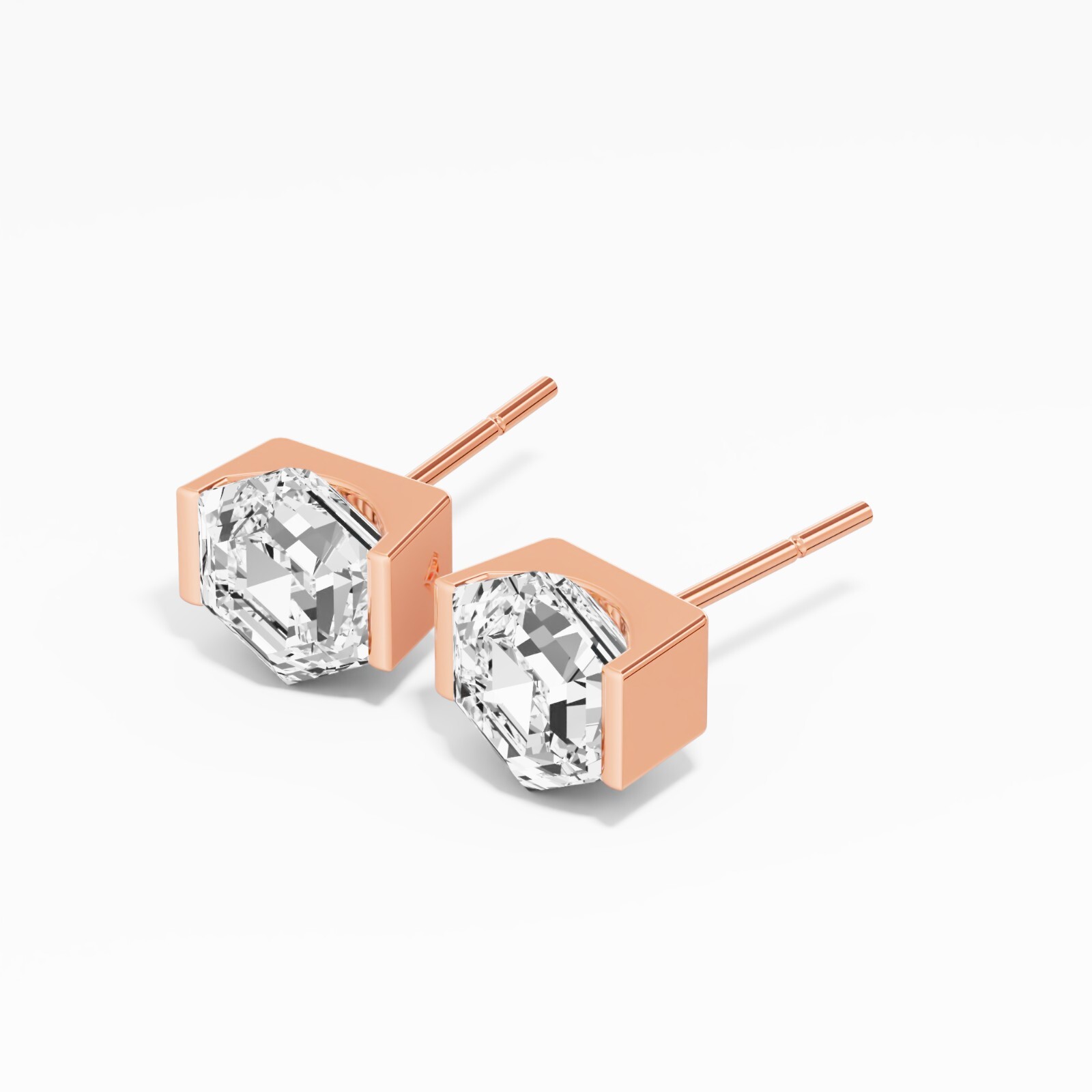 2.00 ct Lab Created Hexagon Diamond Stud Earring in 14K Yellow Gold For Women
