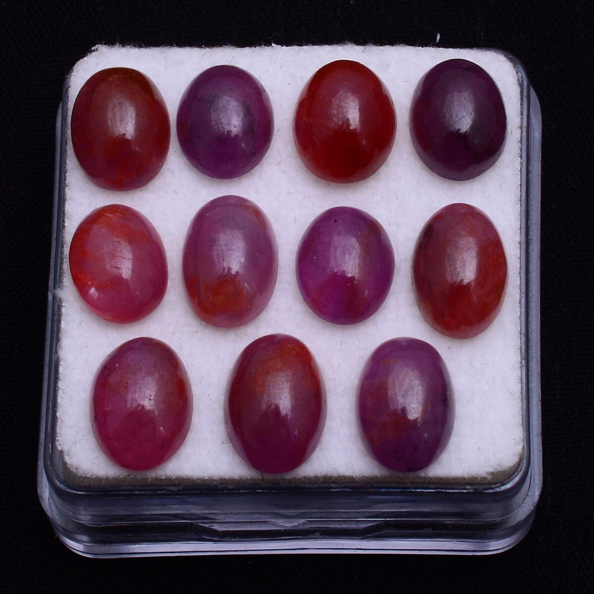 11 Pcs Natural Ruby 9.05mm-10.21mm Oval Cabochon Untreated Red Loose Gemstones