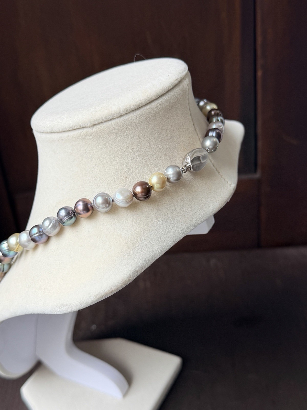 Genuine Multicolor Cultured Freshwater Pearl Necklace 925 Sterling Silver Clasp