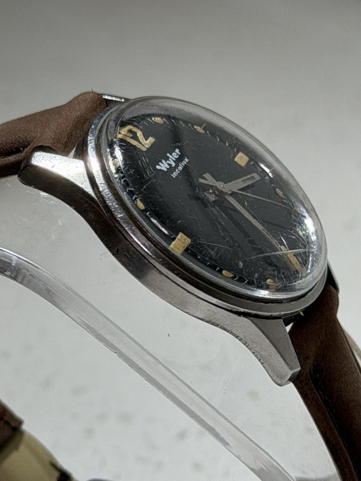 Vintage Wyler Incaflex Military Black Dial 1974-1122