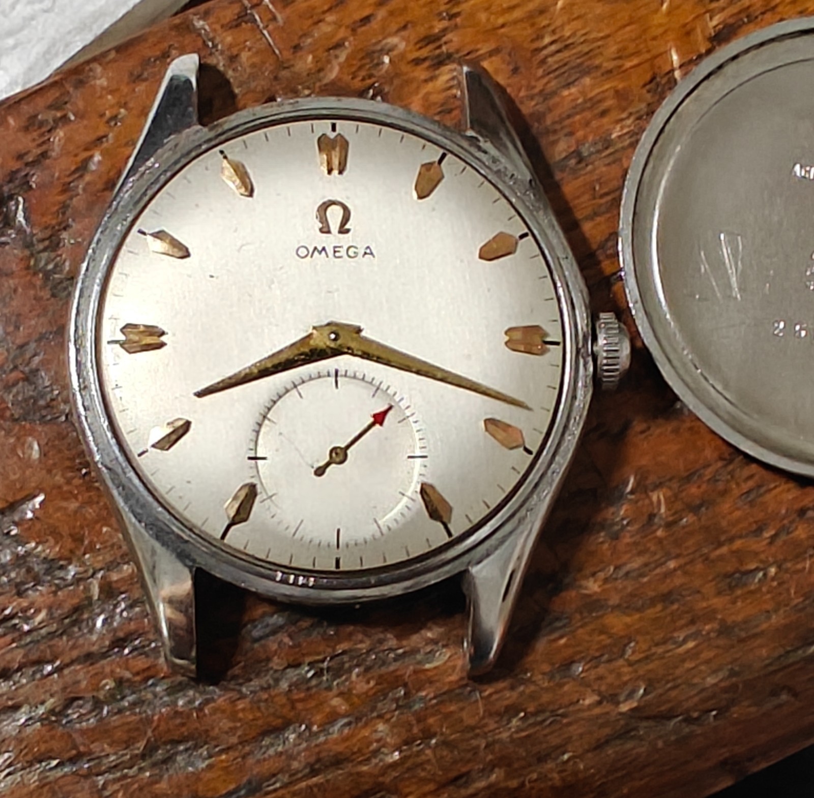 Circa 1952-53 OMEGA bold 36mm all SS, Serviced, looks/runs great, ca. 266!