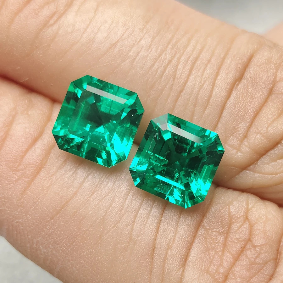 AGL Lab Grown Colombia Emerald Asscher Cut Gemstones with Inclusion for Jewelry