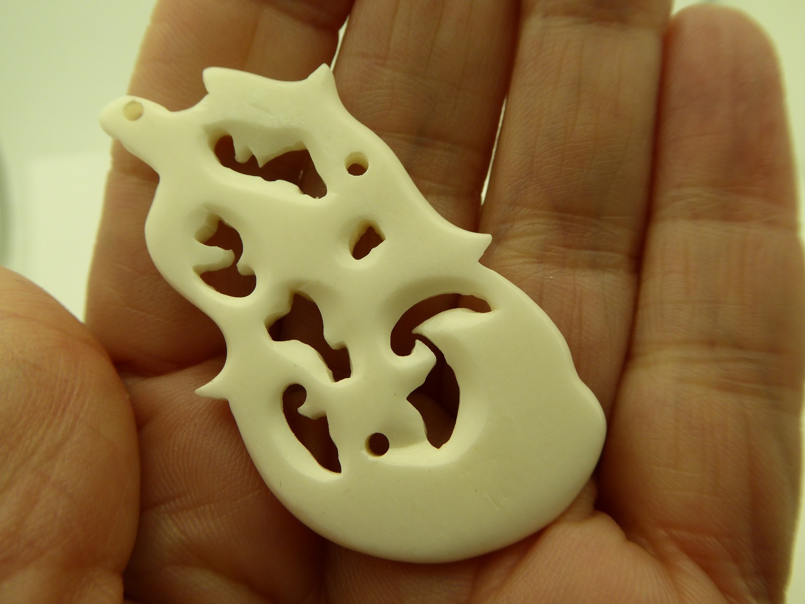 Maori Style Hand Carved Manaia Guardian Handmade Water Buffalo Bone Pendant
