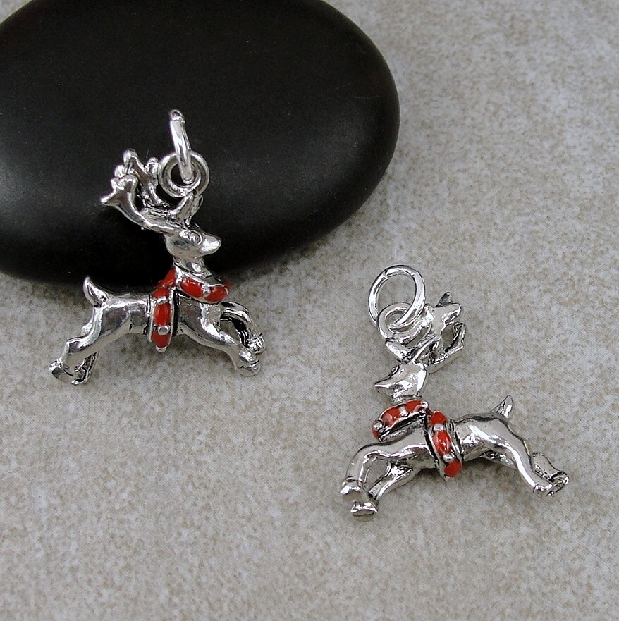Silver Reindeer Charm – Christmas Charm – Rudolph Charm – Reindeer Jewelry