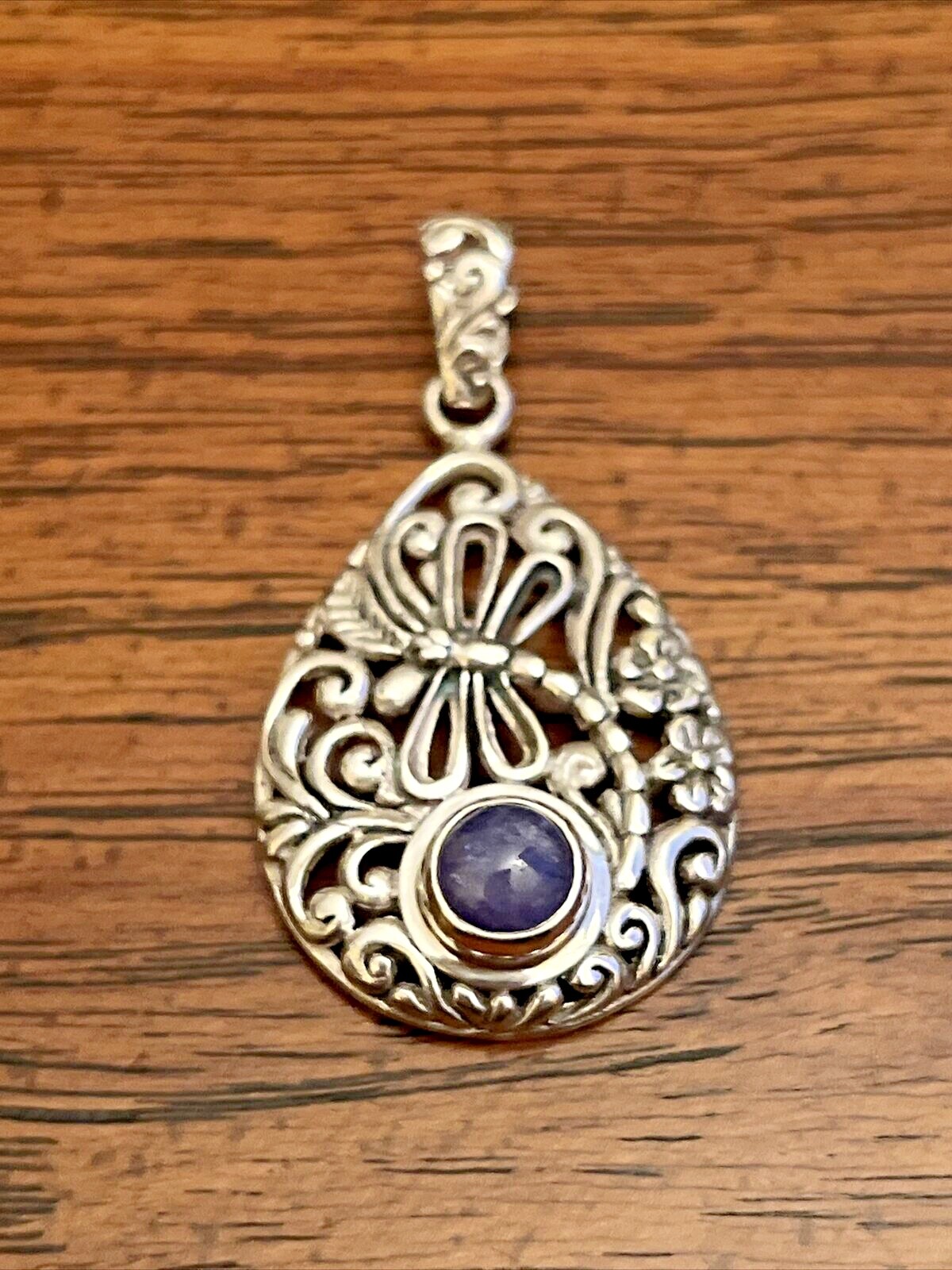 BALI LEGACY Tanzanite Dragonfly Pendant in Sterling Silver 1.90 ctw