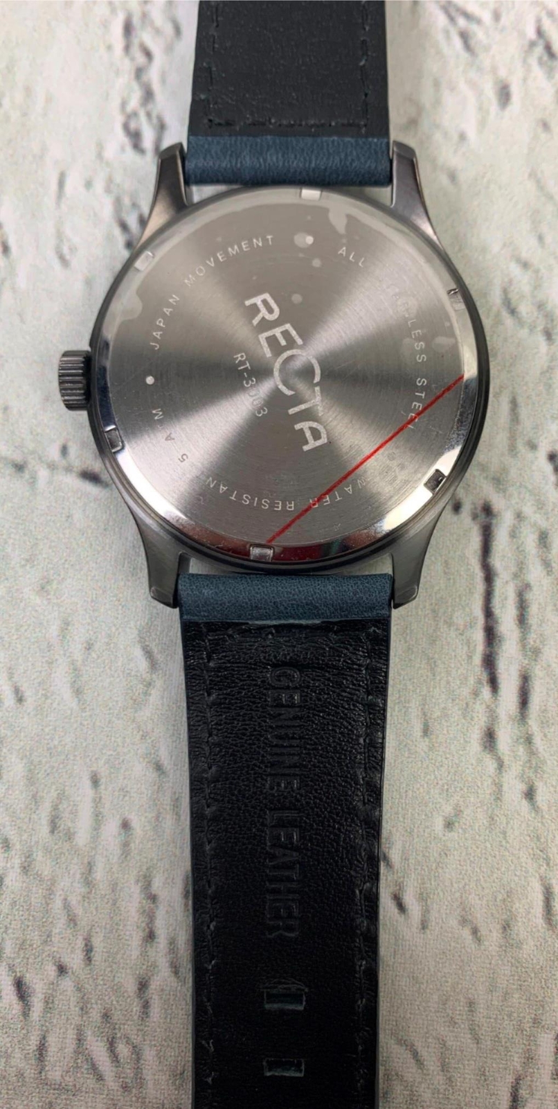 Recta Veymont Slate Japan Quartz Dual Time 43mm Watch 22mm Leather Strap