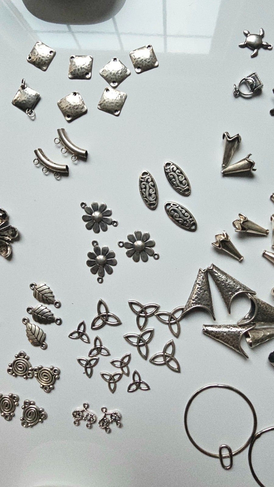 624g Sterling Silver Jewelry Findings Lot 28 Bags Beads Clasps Connectors & More