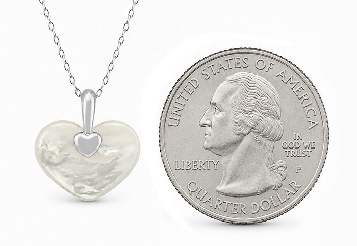 GENUINE ABALONE HEART PENDANT NECKLACE SOLID .925 STERLING SILVER – New With Tag