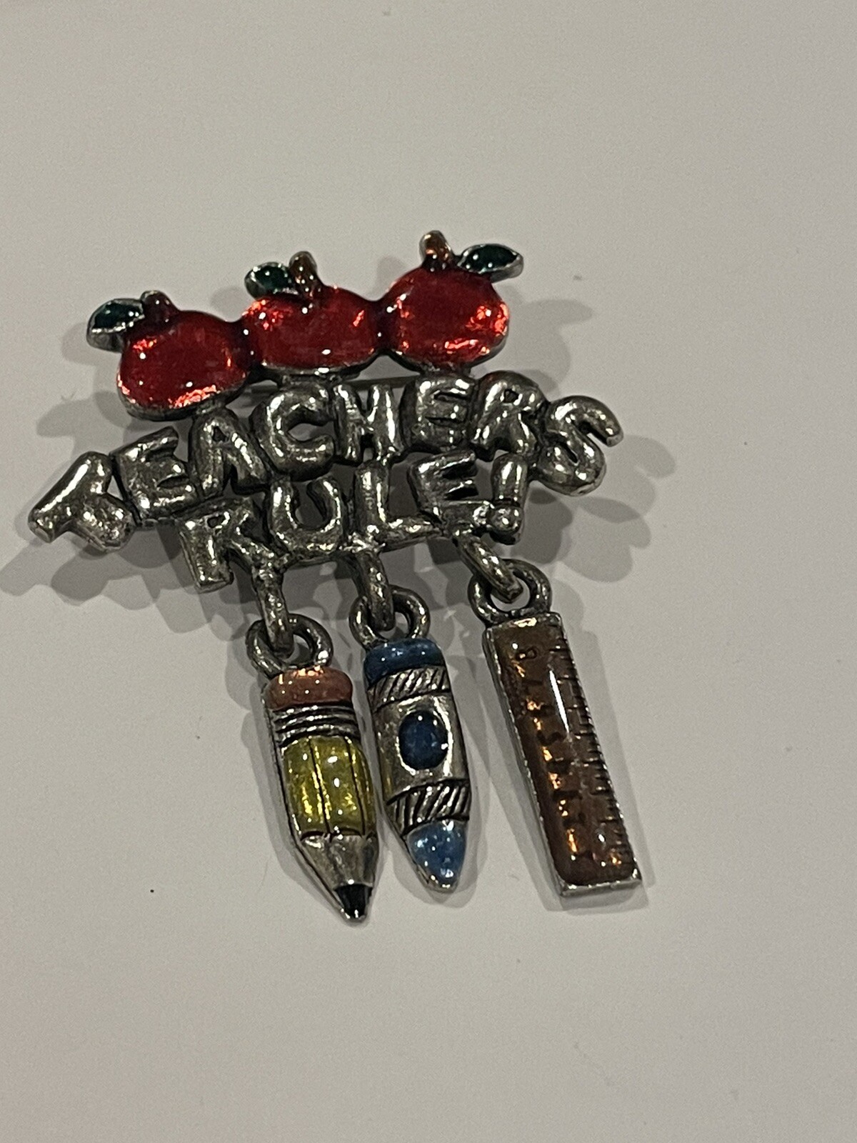 Signed AJMC Brooch Pin Teachers Rule Teacher