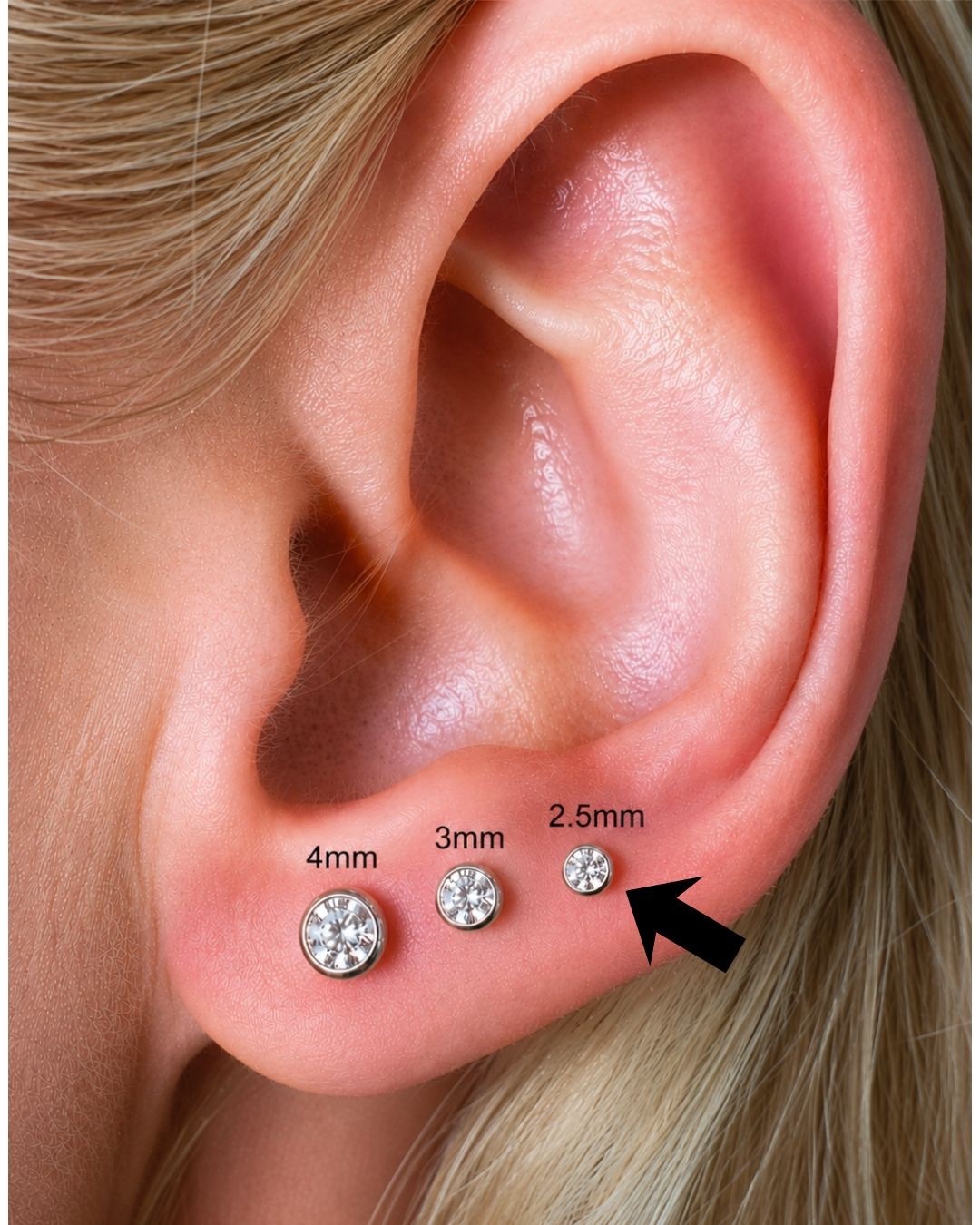 Pair of VVS1 Moissanite Stud for Women Sleep Flatback Titanium Earring Piercing