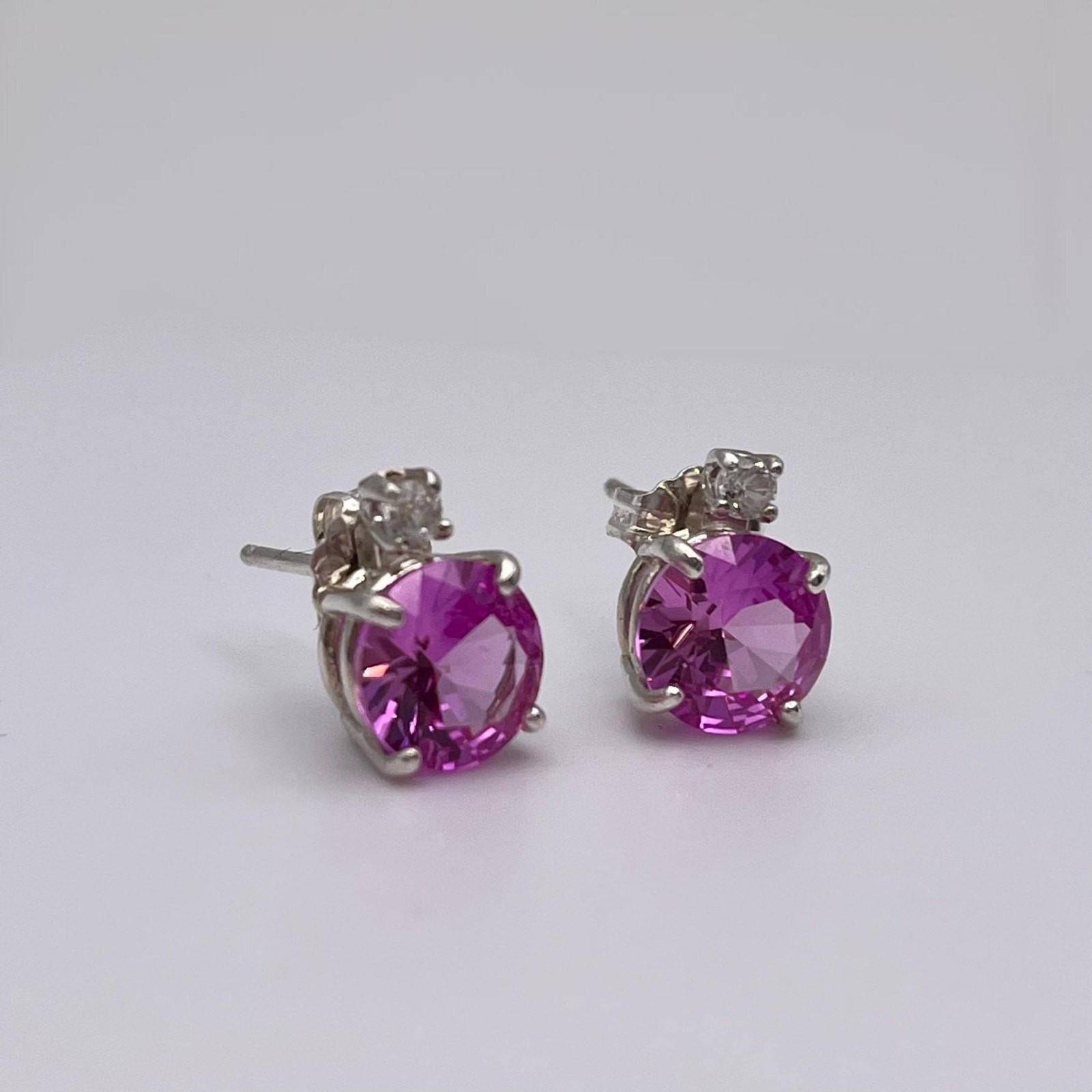 4ctw Brilliant Cut Pink Sapphire Earrings Stud Jewelry Gift September Birthstone