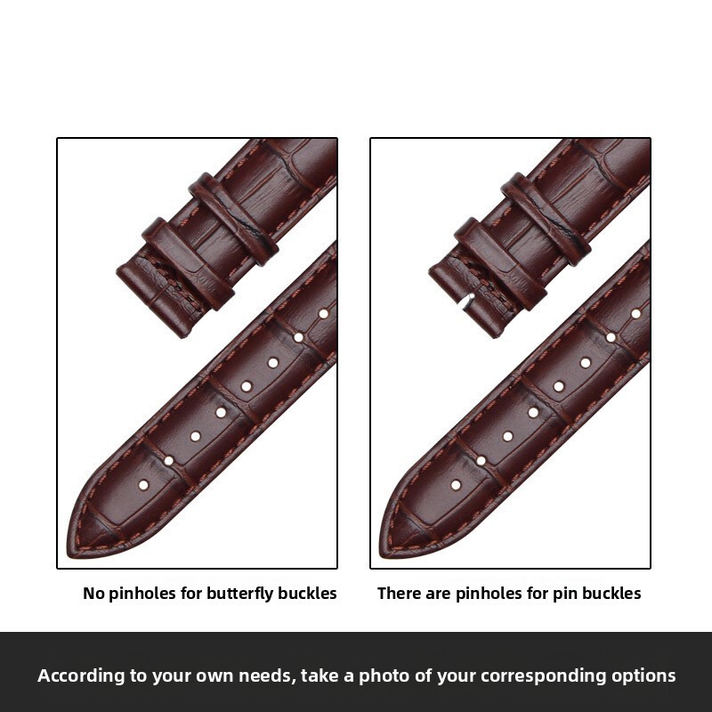 Quality Double Sided Cowhide Genuine Leather Watch Strap Without Buckle 10-24mm
