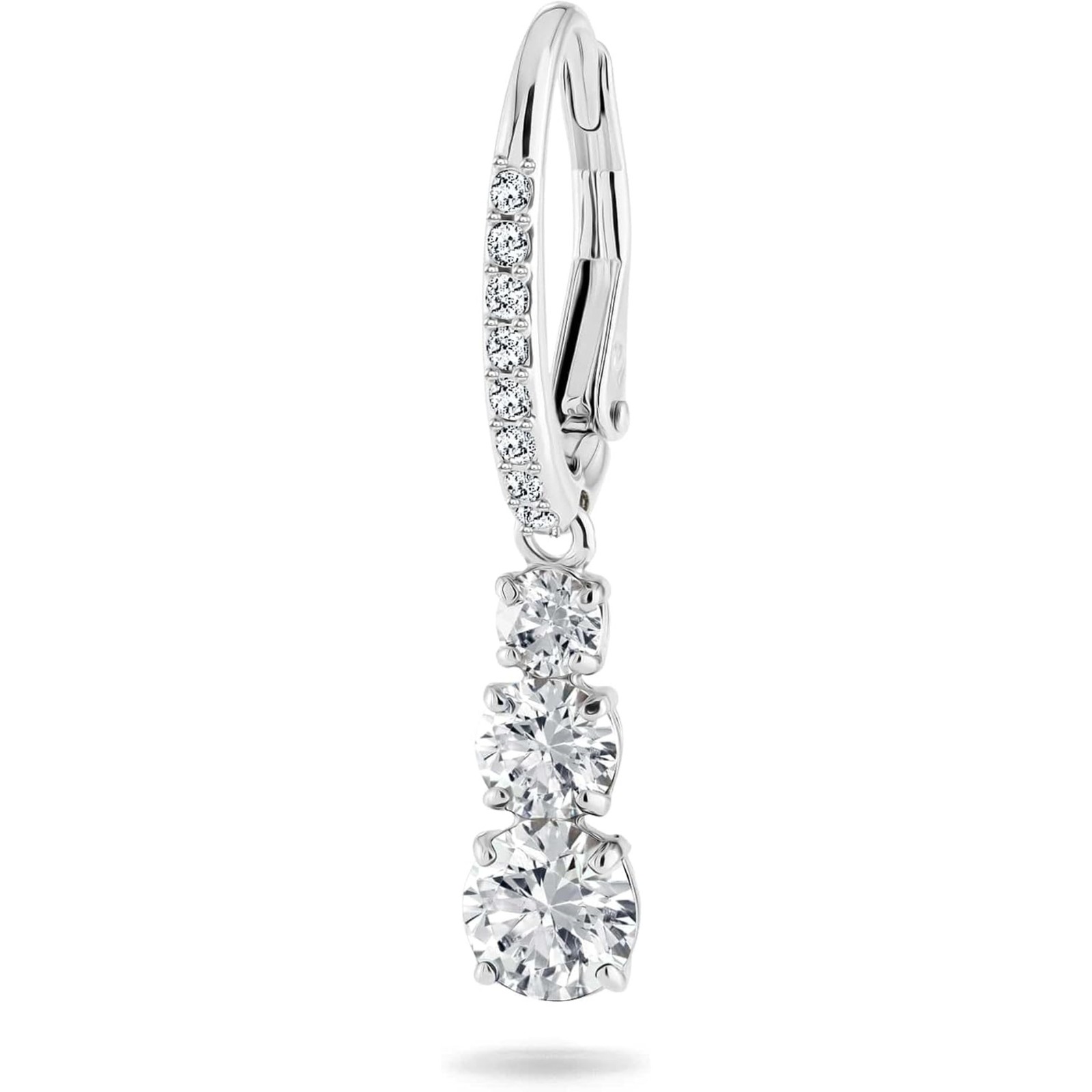 Stilla Attract Hoop Earrings Round Cut, White, Rhodium Plated 5416155