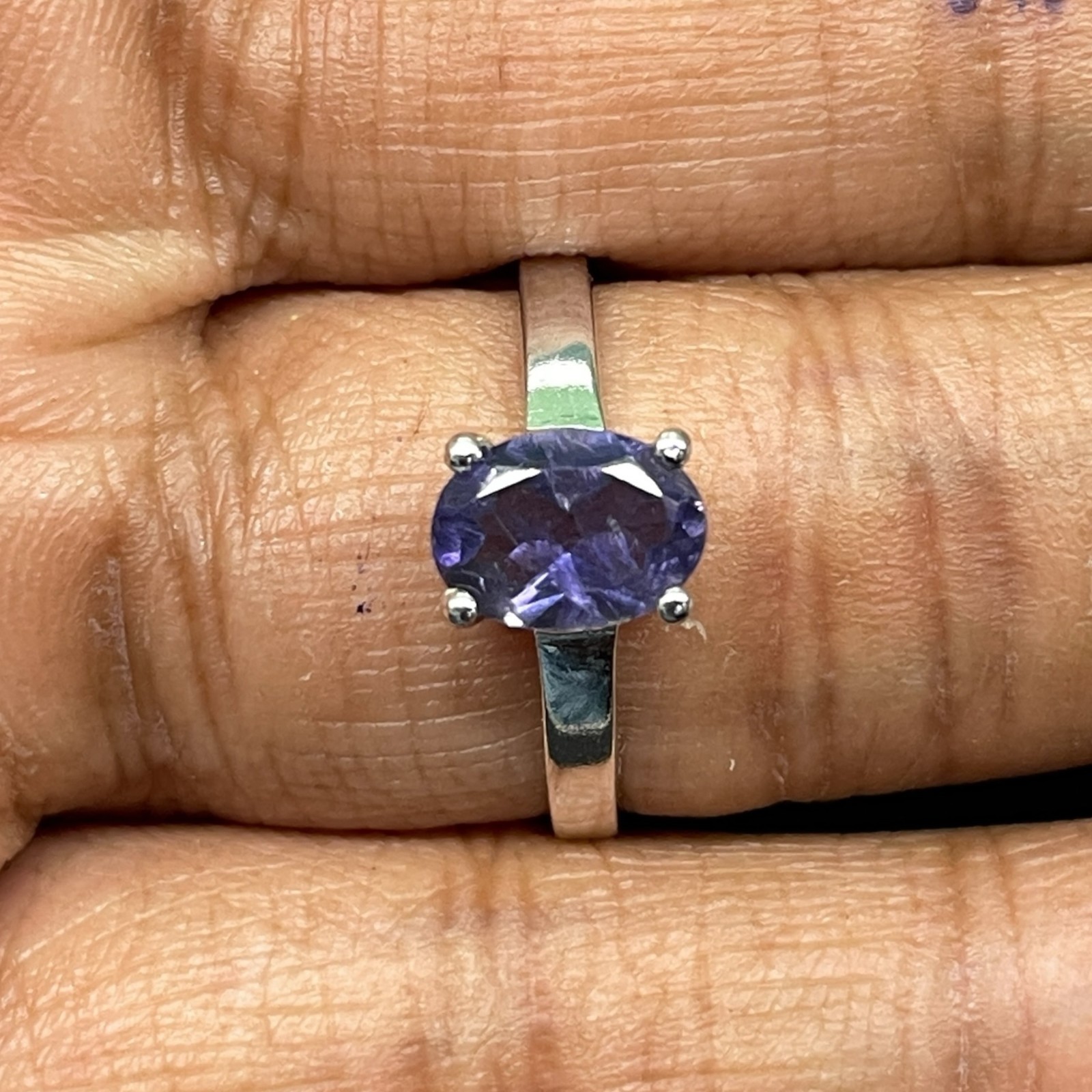 Natural Iolite Ring 925 Sterling Silver 14K WG Rhodium Plated Top Quality
