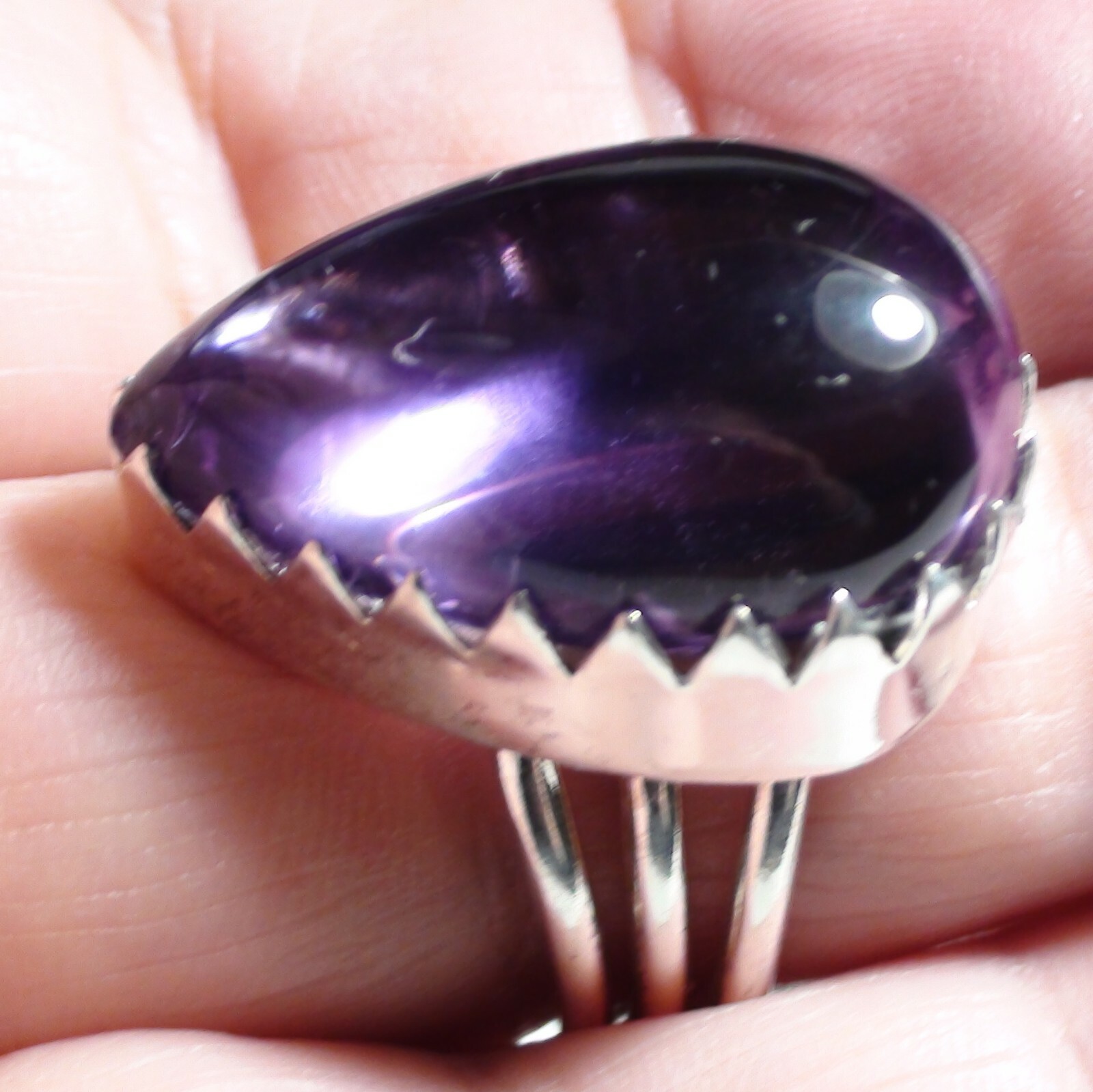 BIG! 46.35 ct NATURAL HIGH QUALITY COLOR CHANGE AMETHYST RING 925 SILVER.9.0