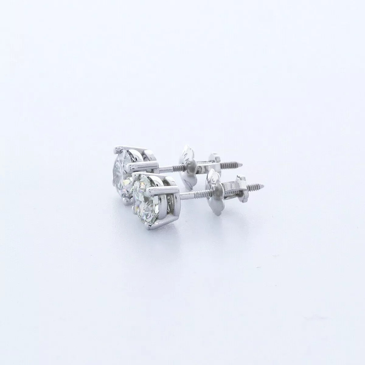 Solid 14K White Gold Stud Earrings Classic 1.01 CT Round Natural Diamond G SI1