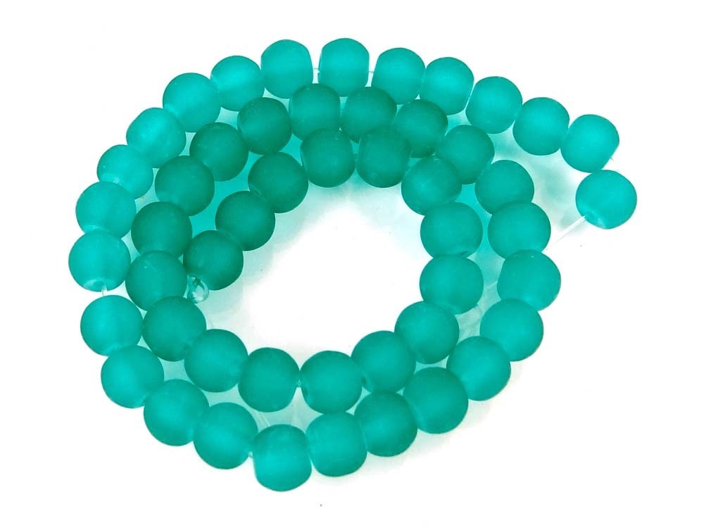 50 Czech Frosted Sea Glass Round / Rocaille Beads Matte – Sea Green 6mm