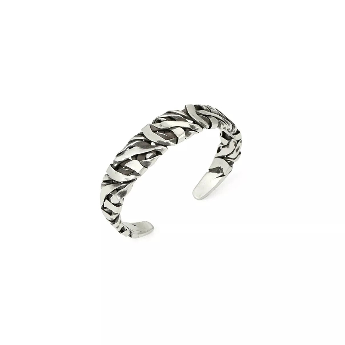 Men Bracelet Sterling Silver Retro Twisted Open Wide Bangle Cuff Bracelet USA