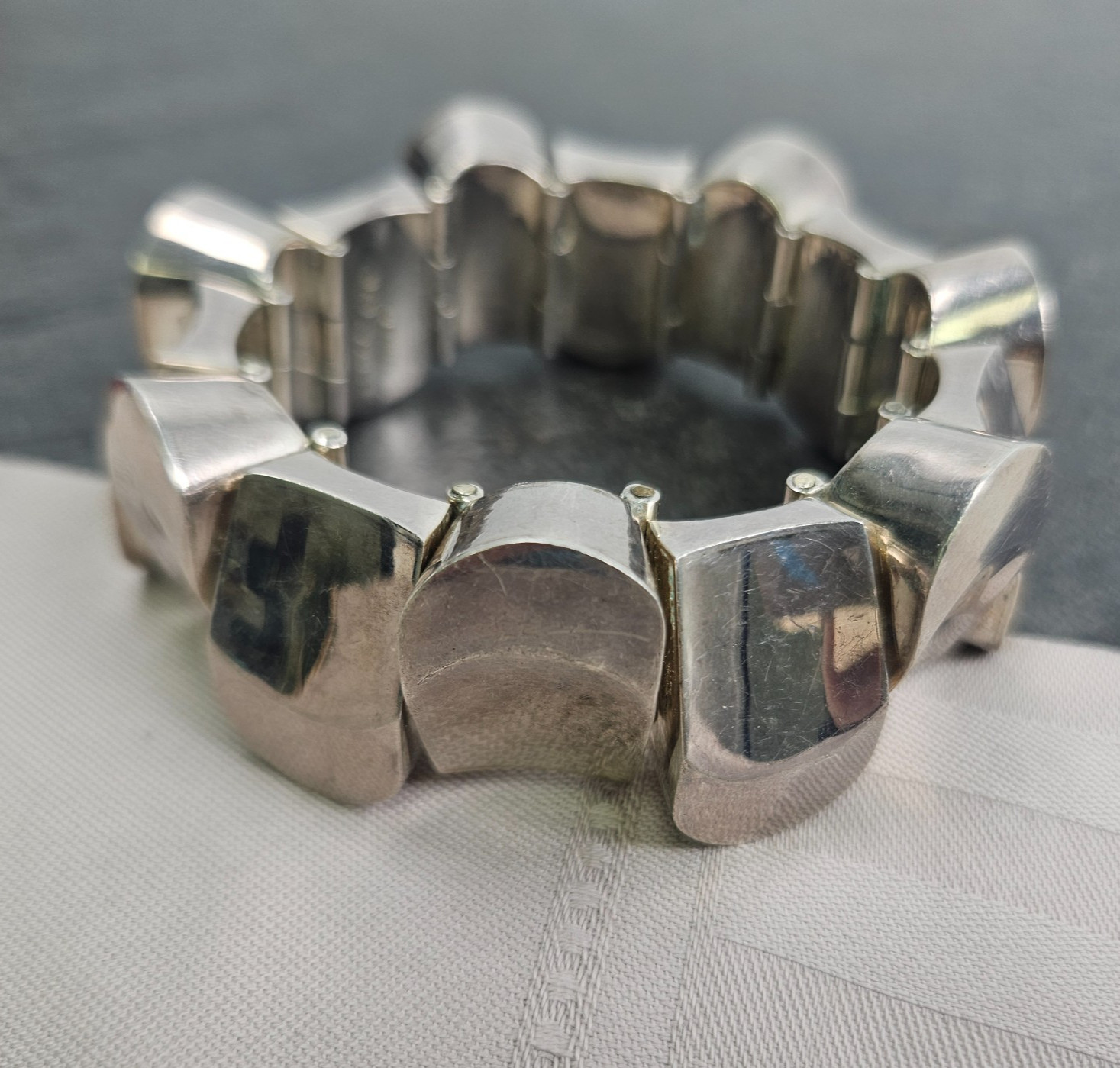 Sterling Silver Taxco Mexico TM-153 Antonio Pineda Design Panel Bracelet 7″