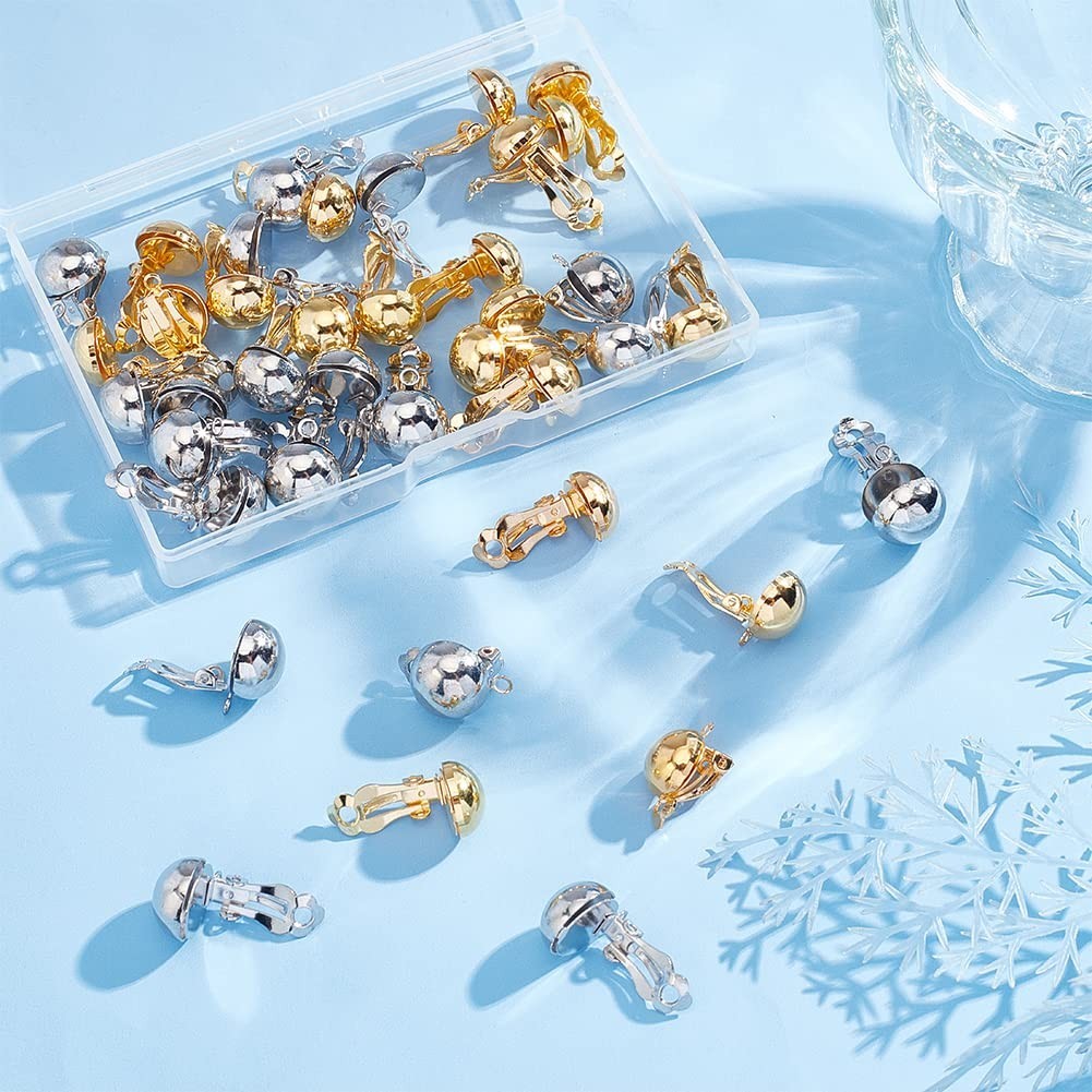 40pcs Clip-on Earring Converters, Brass Easy Open Loop Findings for Non-Pierced