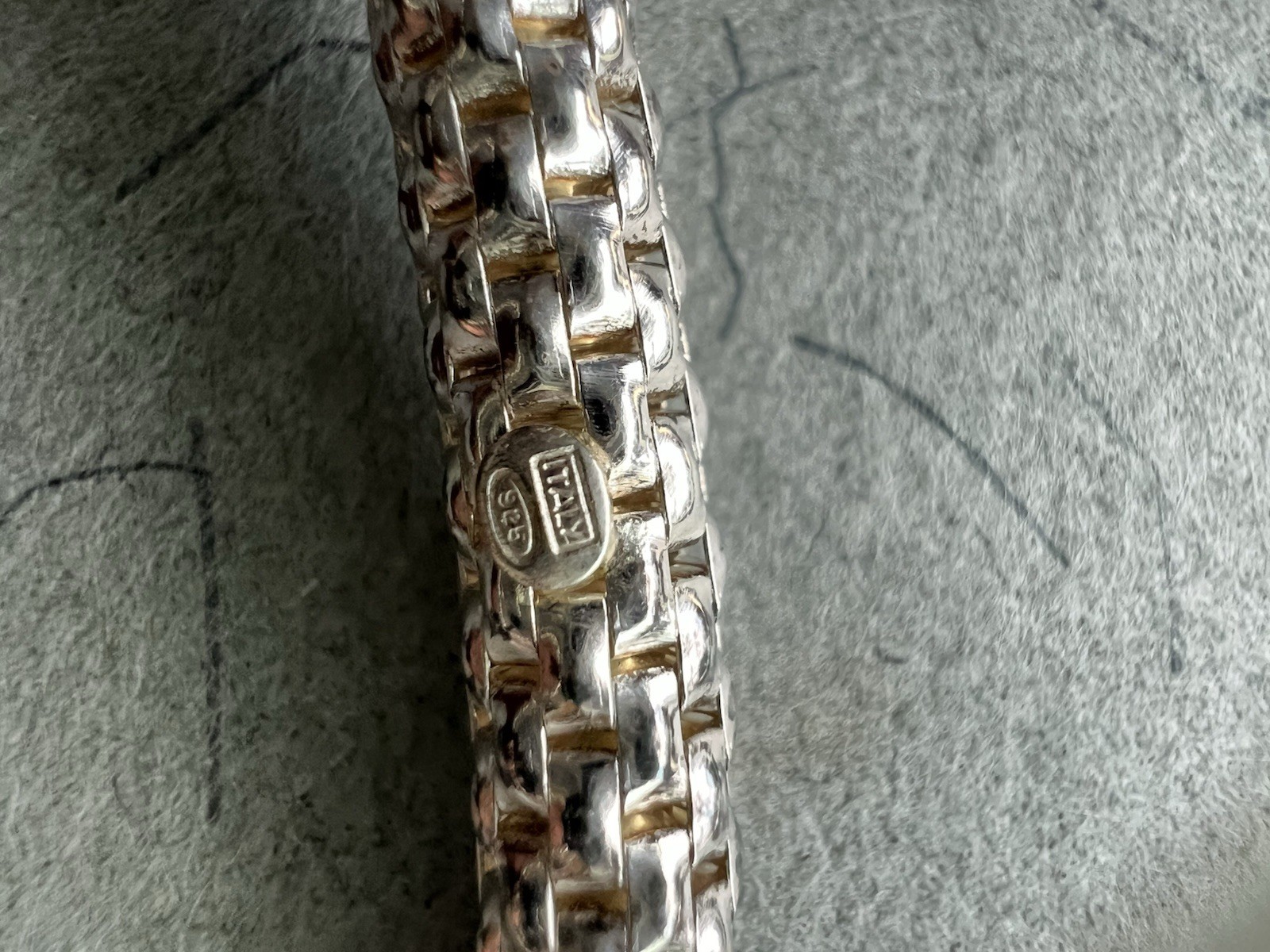 Italy 925 Sterling Silver Byzantine Chain stretch Bracelet with Hammered Ball