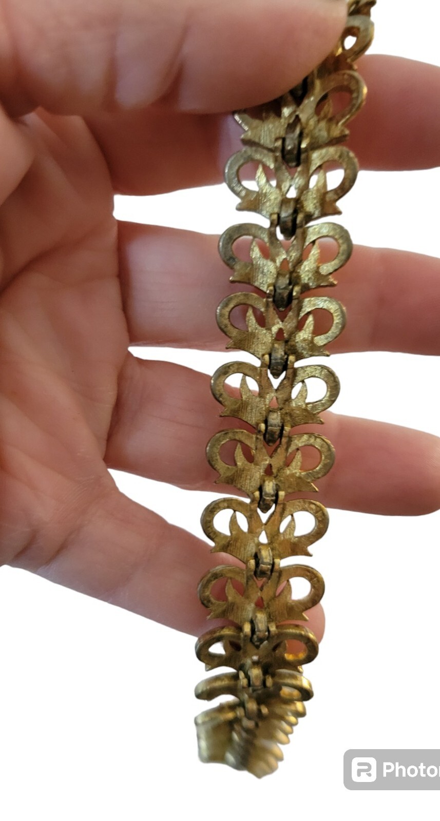 Vintage Monet Goldtone Articulated Bracelet Fold Over Clasp W Safety Clasp