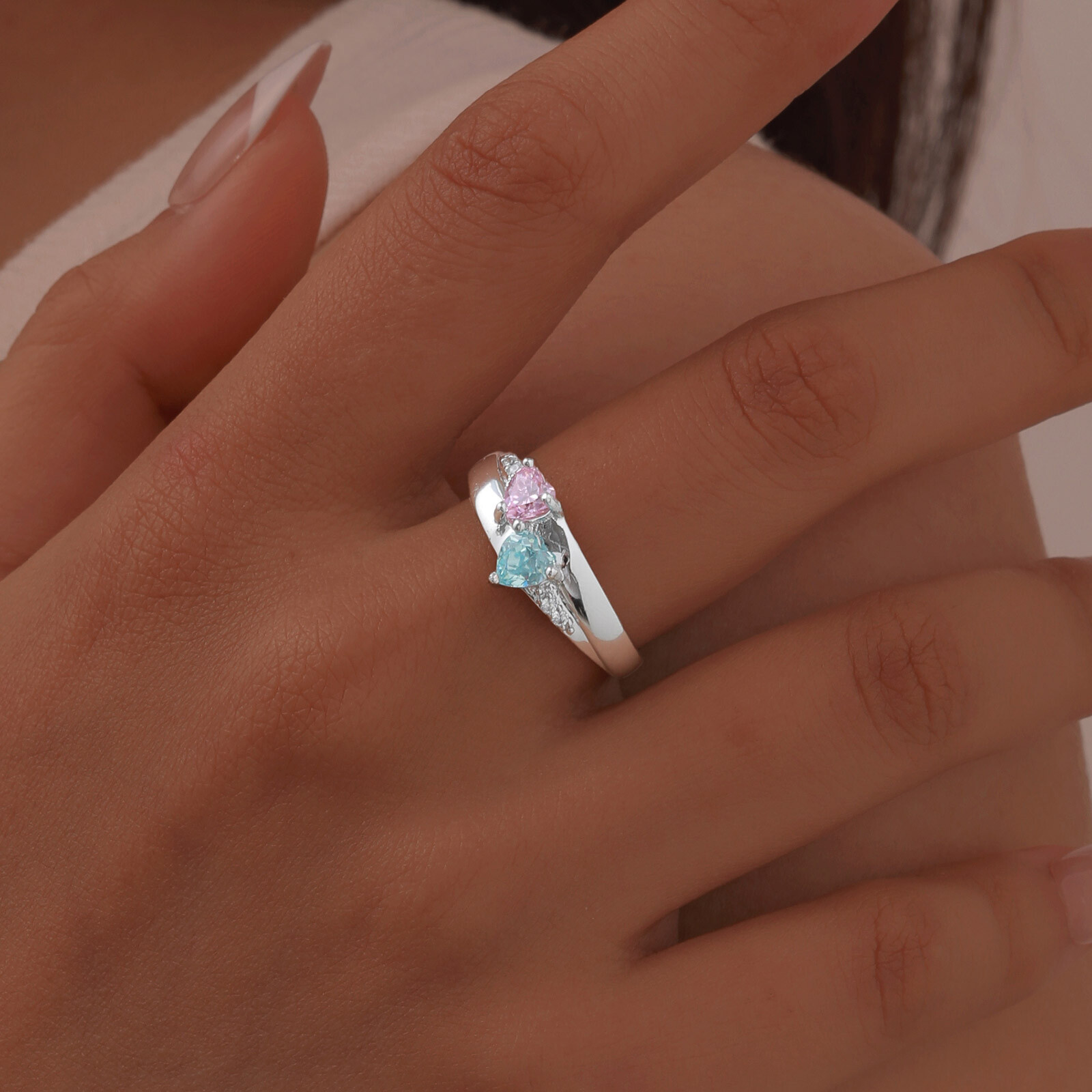 VNOX Custom Birthstone Ring Personalized Christmas Anniversary Gift for Women