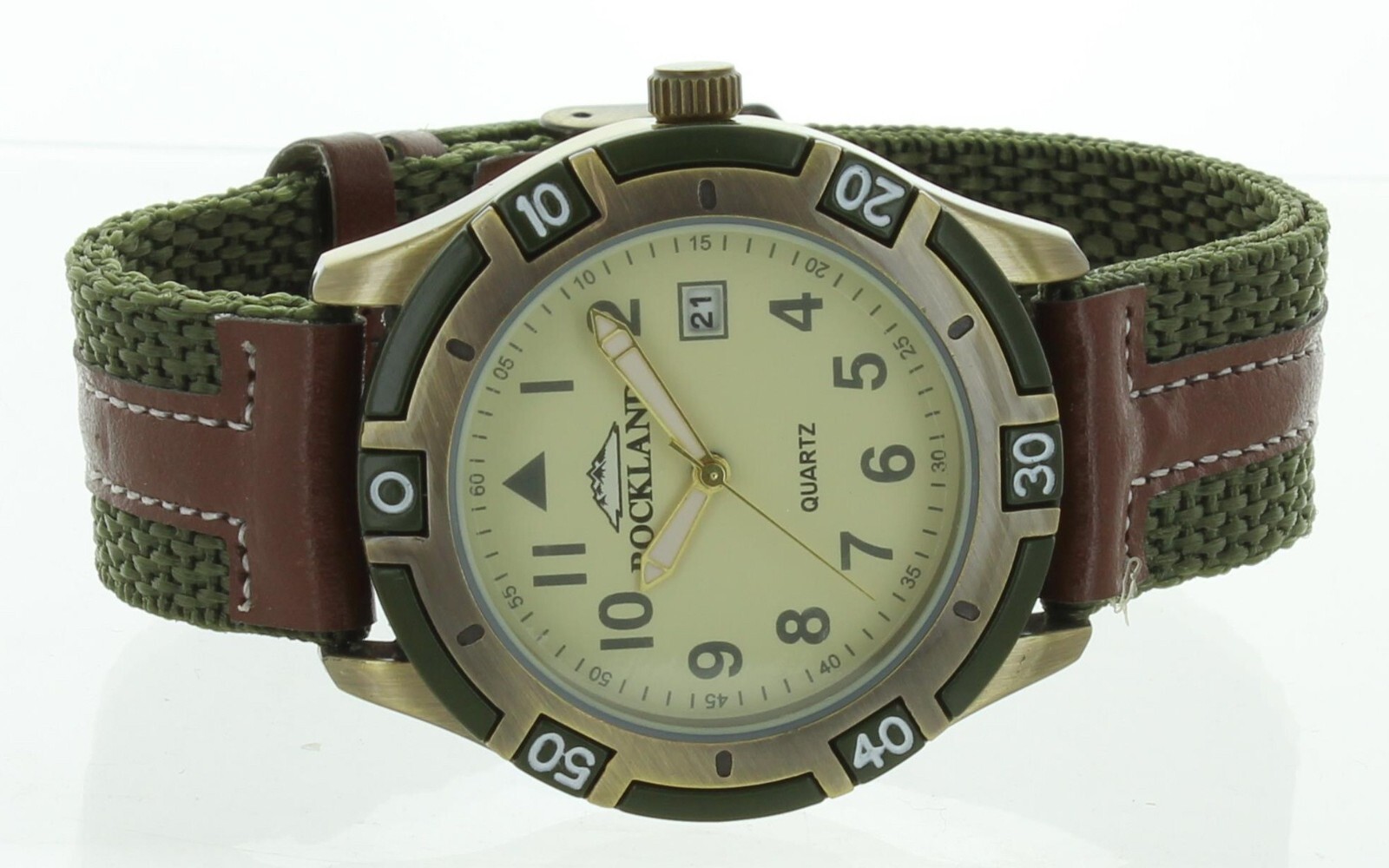 Rockland Men’s Quartz Wrist watch Two Tone Band with Date Easy to Read REC026
