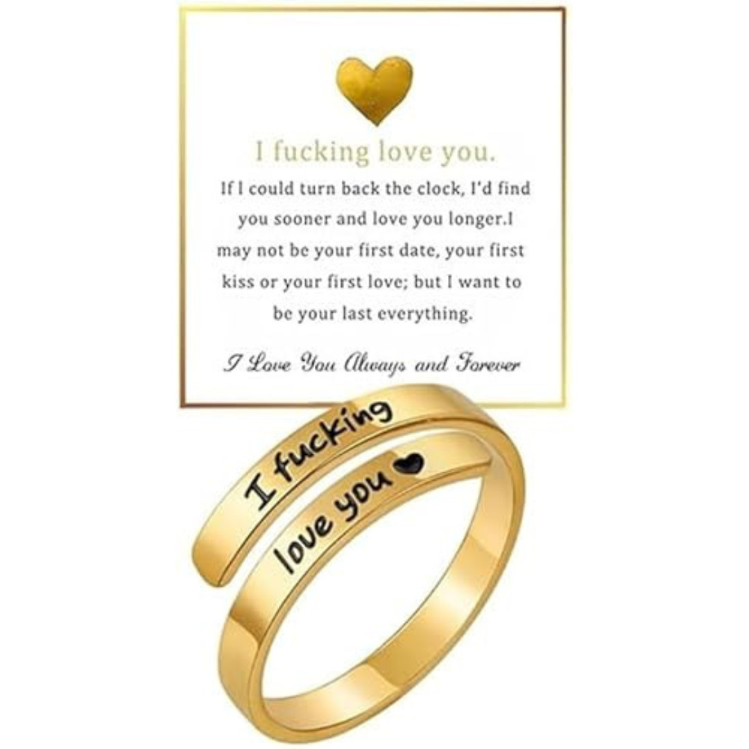 I F♡Cking Love You Ring for Women, Hope Rings Adjustable Stainless Steel