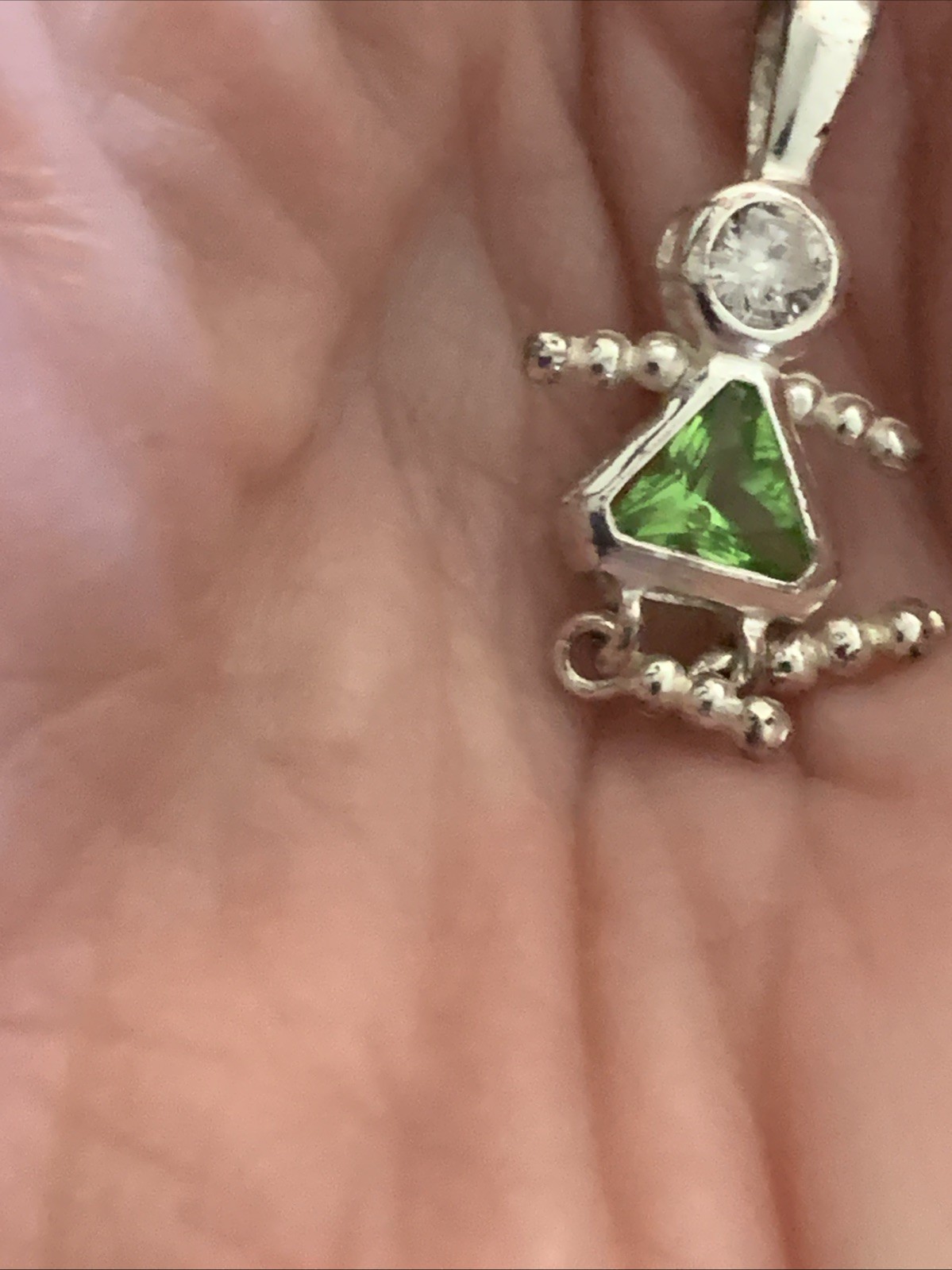 August Birthstone Child 2 Gm Vintage Sterling Silver 925 CZ Pendant Jewelry