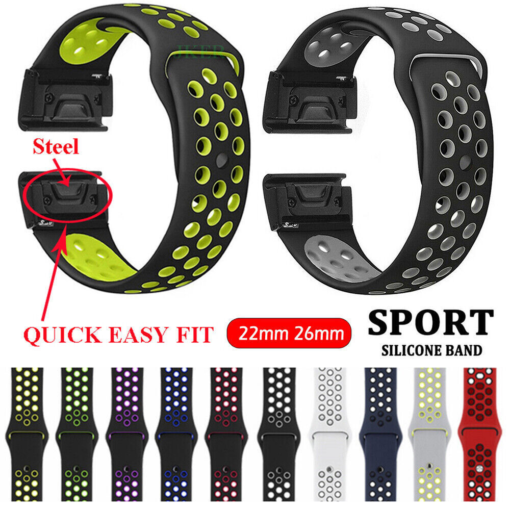 Quick Fit Silicone Watch Band Strap For Garmin Fenix 5 5X 6 6X Pro 7 7X Solar
