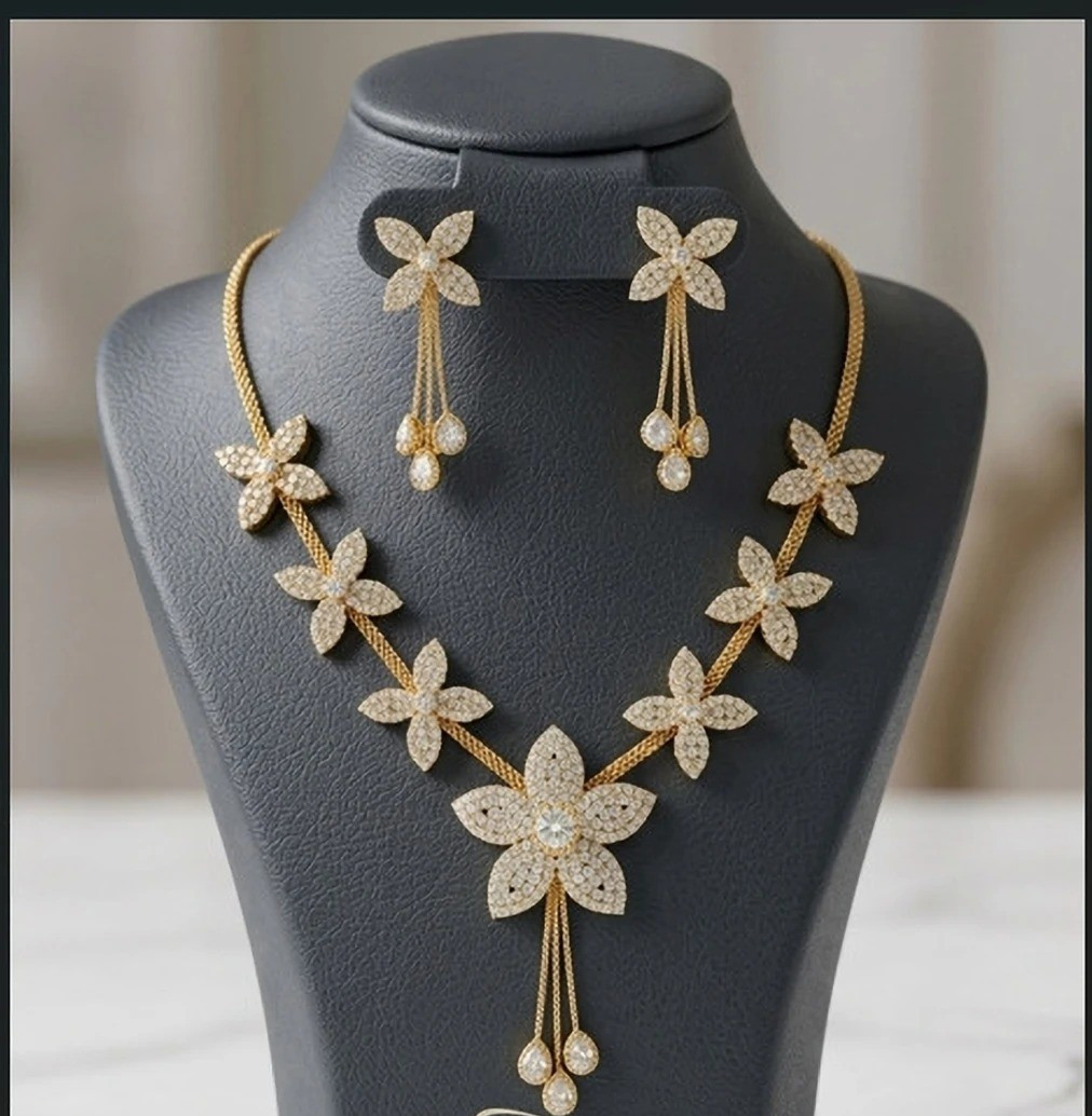 Brass Gold-plated Gold Jewel Set (Pack of 1) lab created stone jewelry