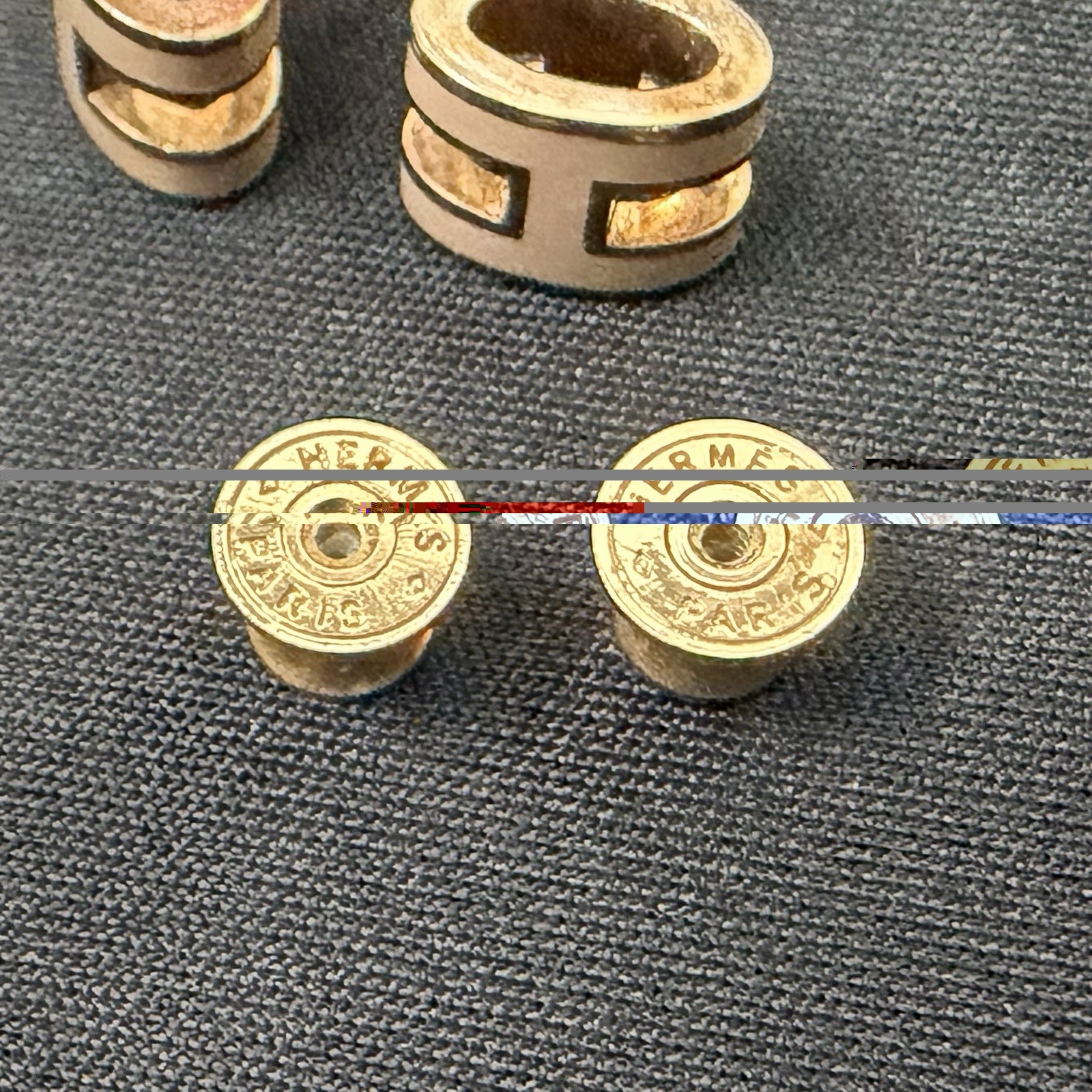HERMES Mini Pop H Earrings Rose Dragée Enamel Yellow Gold Plated