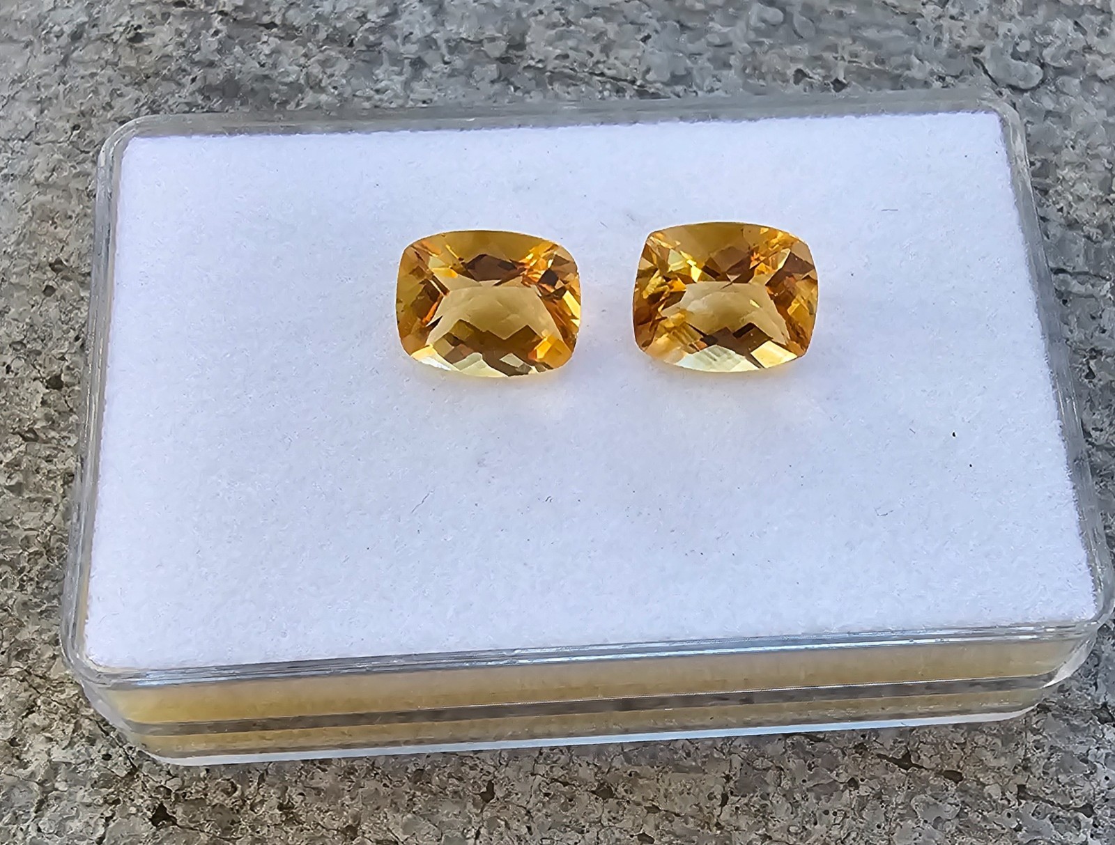Citrine Pair Of 10.8mm Cushion Loose Stones