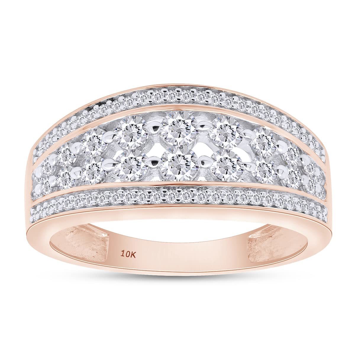 0.70 CT Moissanite Four Row Wedding Band Ring In 10k or 14k Gold