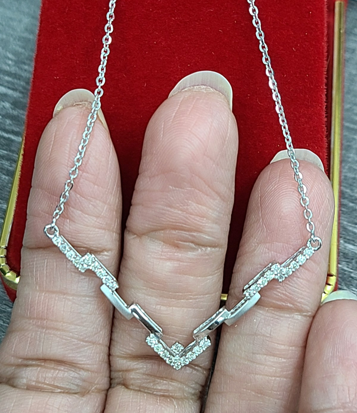 Deal! 0.27CT Natural Genuine Round Cluster Diamond 14K White Gold Necklace 18″